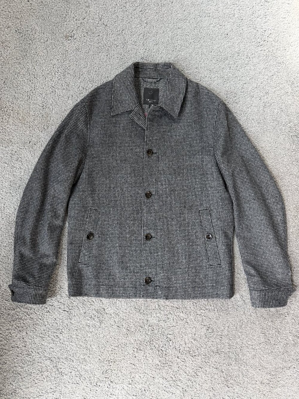 Ted Baker London Conch Puppytooth Wool Blend Harrington Jacket - Men's Sz. 3 (M)